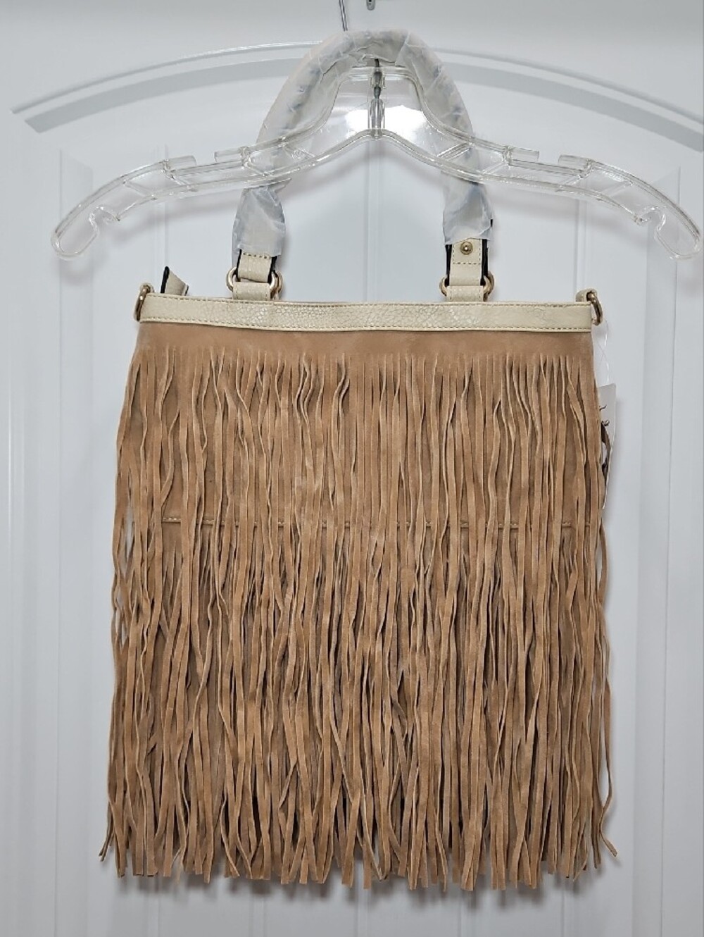 Heritage West Fringe Western Tote Bag in Tan and Cream New Crossbody - Picture 5 of 8